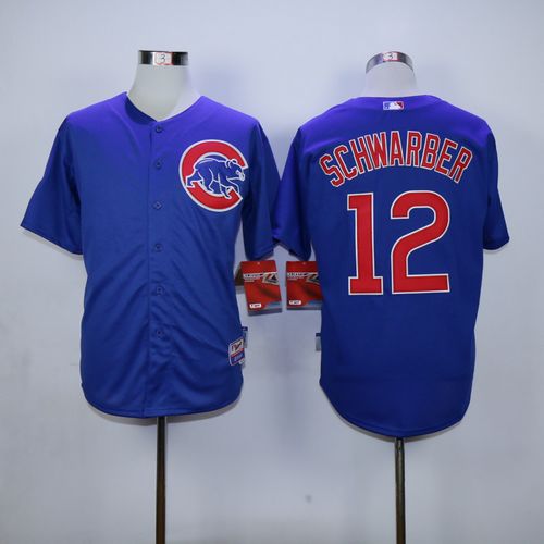 Cubs #12 Kyle Schwarber Blue Cool Base Stitched MLB Jersey - Click Image to Close